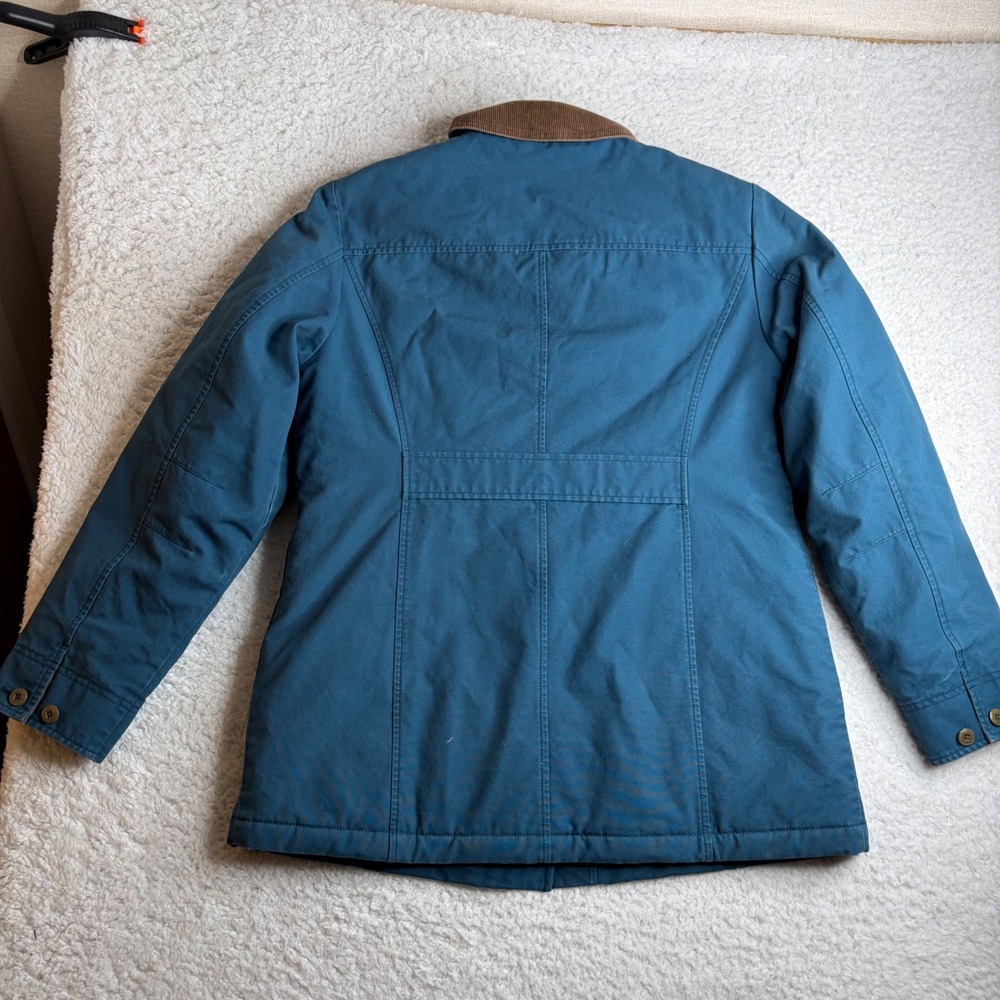 L.L. Bean Adirondack Barn Jacket Teal Blue Corduroy Collar Field quilt 267097 S - Picture 4 of 6